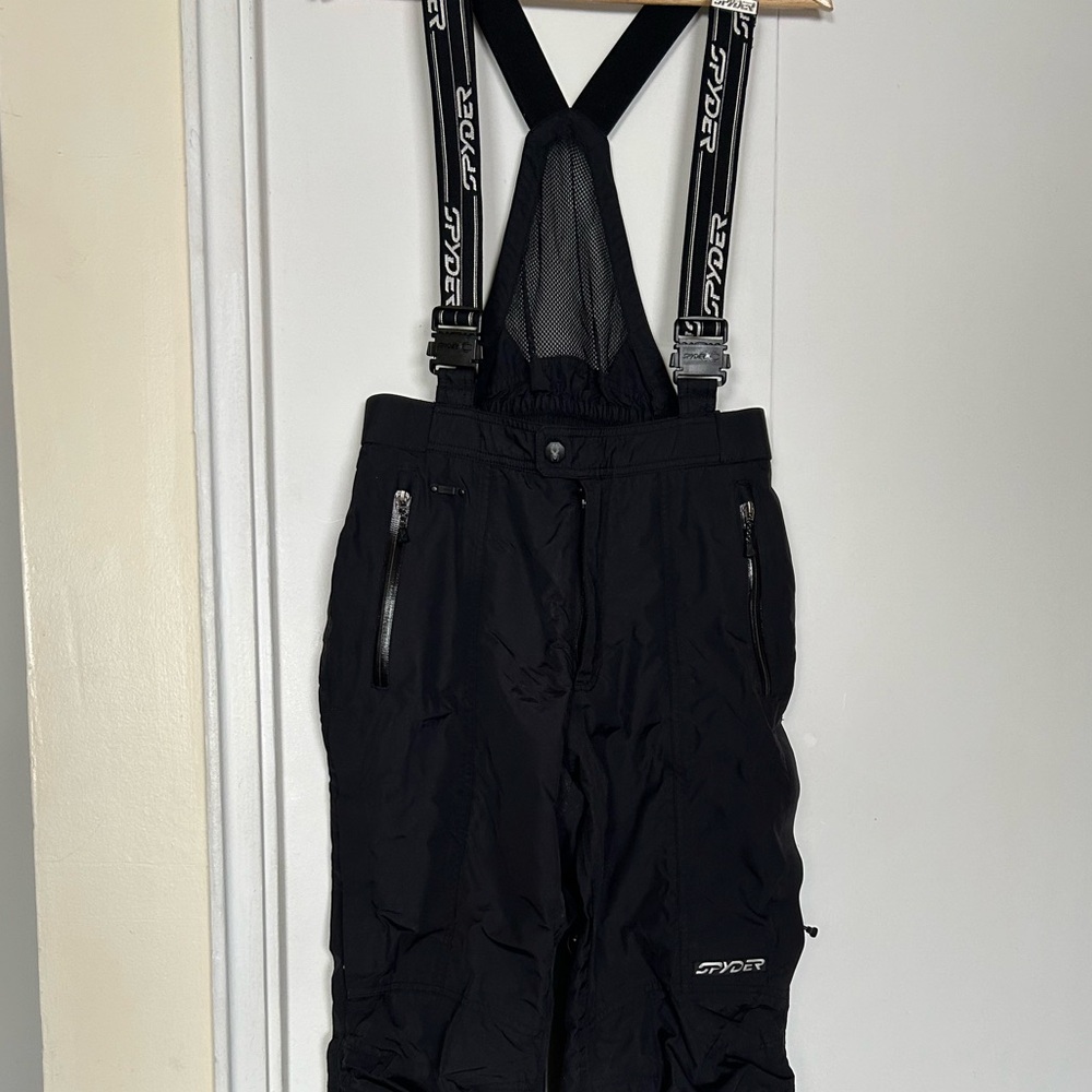 Spyder Black Snow Pants with Logo Suspenders